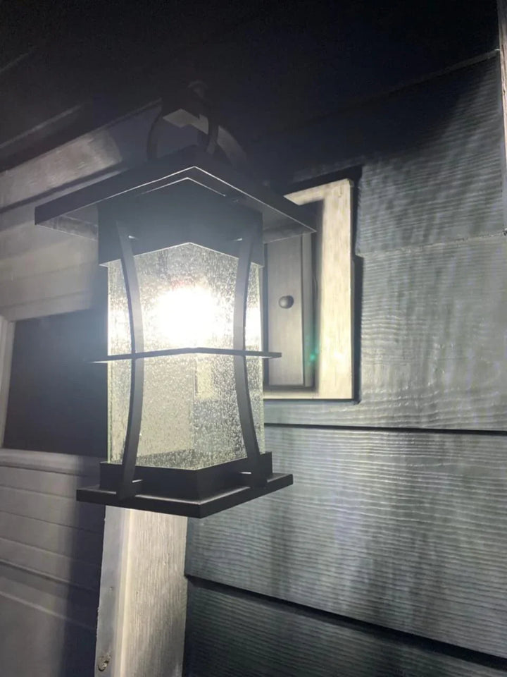 IWD Modern Outdoor Wall Light OWL-01 Seeded Glass Black Finish - IronWroughtDoors