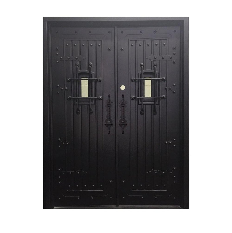 IWD Forged Iron Double Entry Door CID-106-B Speakeasy Window Design Square Top