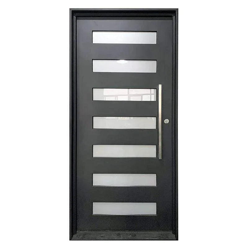 IWD Wrought Iron Single Entrance Door CID-117-A Modern Neat Frame Square Top