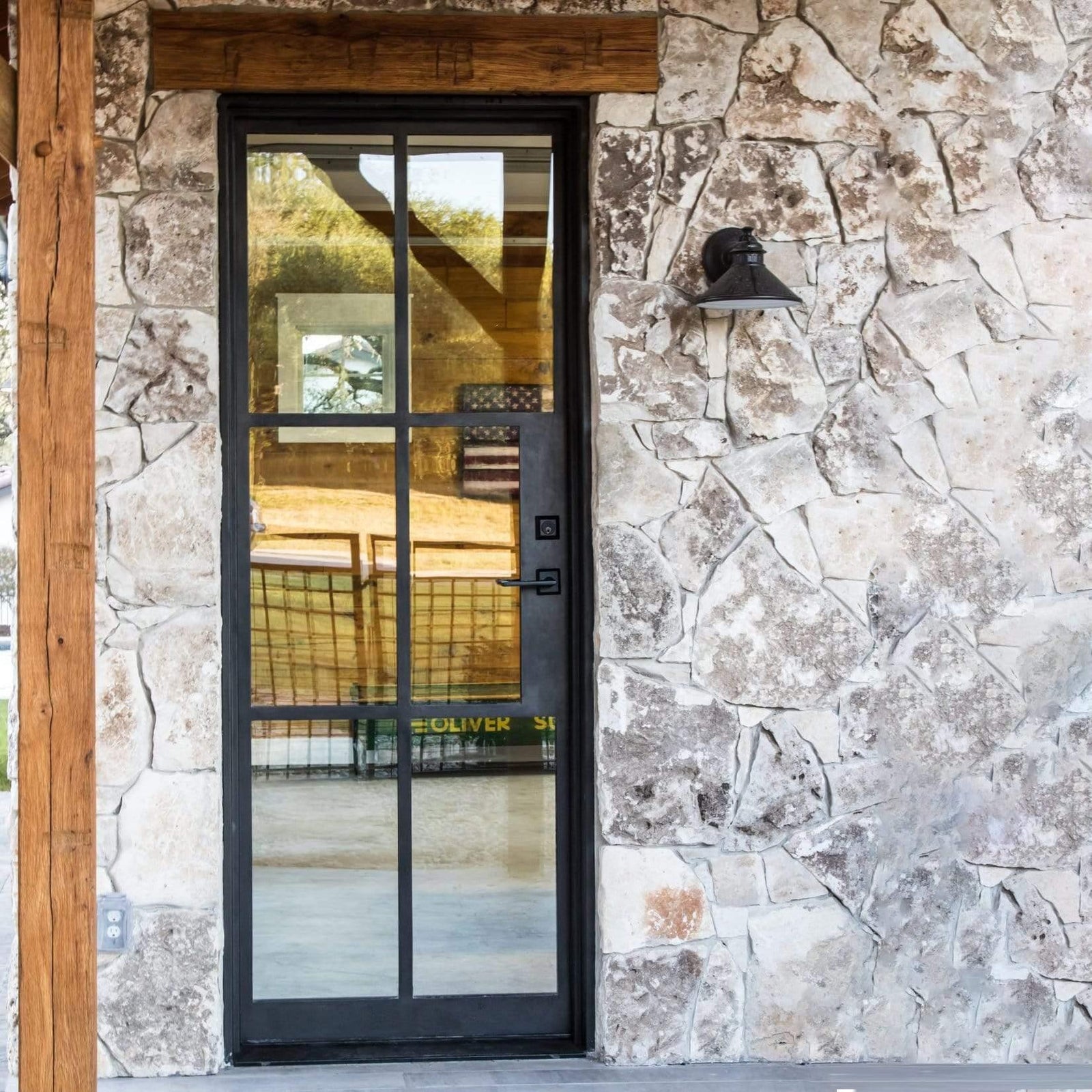IWD Custom Wrought Iron French Exterior Door CIFD-S0102 Square Top Clear Glass Low-E 6-Lite
