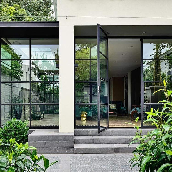 IWD Thermal Break Beautiful Garden Hand-forged Iron French Single Door CIFD-S0401 with Two Wide Sidelights