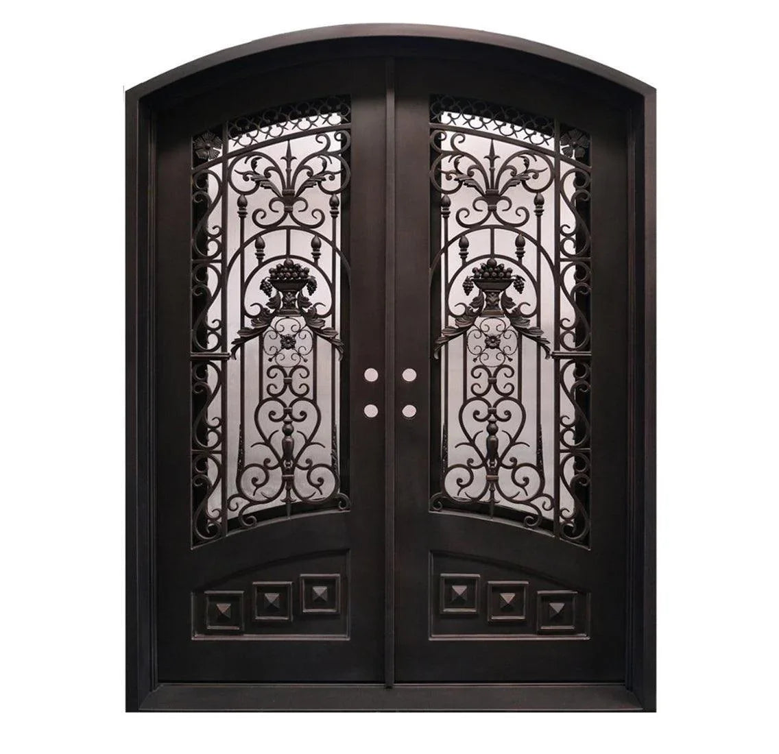 IWD Luxury Wrought Iron Double Front Door CLID-001-D Arched Top with Arched Kickplate 