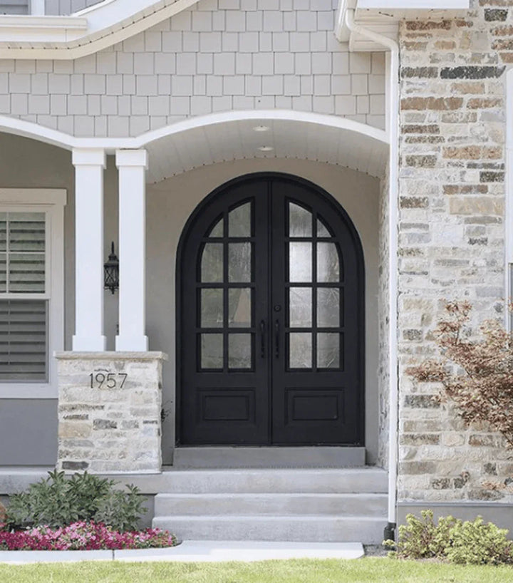 IWD Thermal Break Double Front Iron Entry Door CID-017-A Round Top 